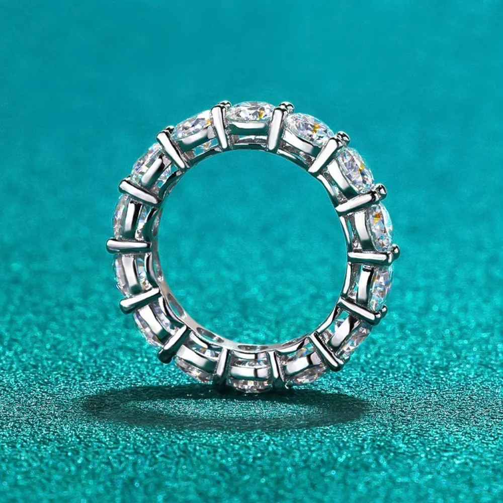Certified 6~8 ct. t.w. 5mm Moissanite Diamond Full Eternity Band Ring NEW